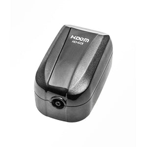 a single outlet aquarium air pump with a glossy black finish